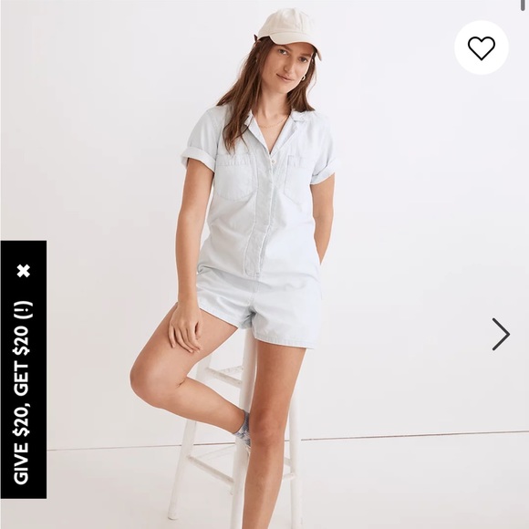 Madewell Denim Relaxed Coverall Romper - Picture 1 of 2